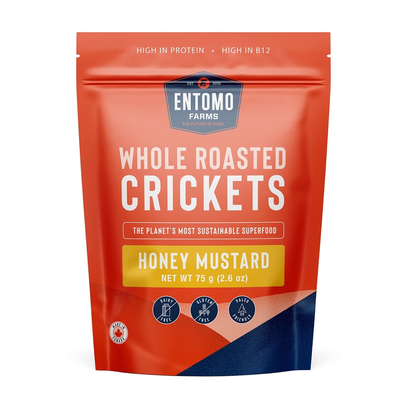 Entomo Farms Seasoned Whole Roasted Crickets (Honey Mustard Flavored Crickets, 2.6 Oz)