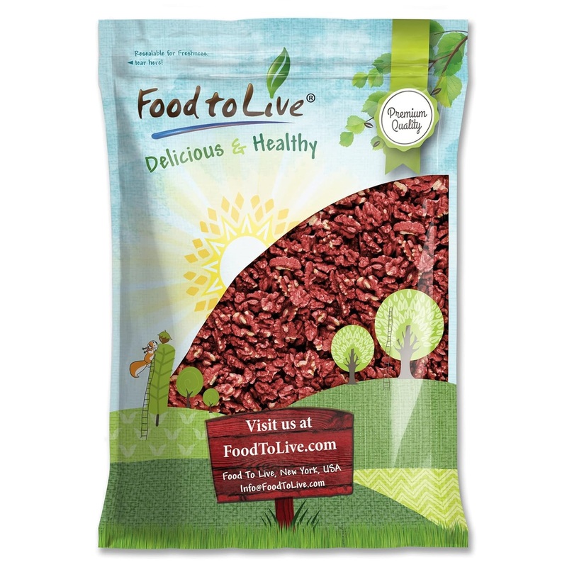 Food To Live – California Livermore Red Walnuts, 5 Pounds Raw, No Shell, Kosher, Unsalted, Natural, Sirtfood, Bulk