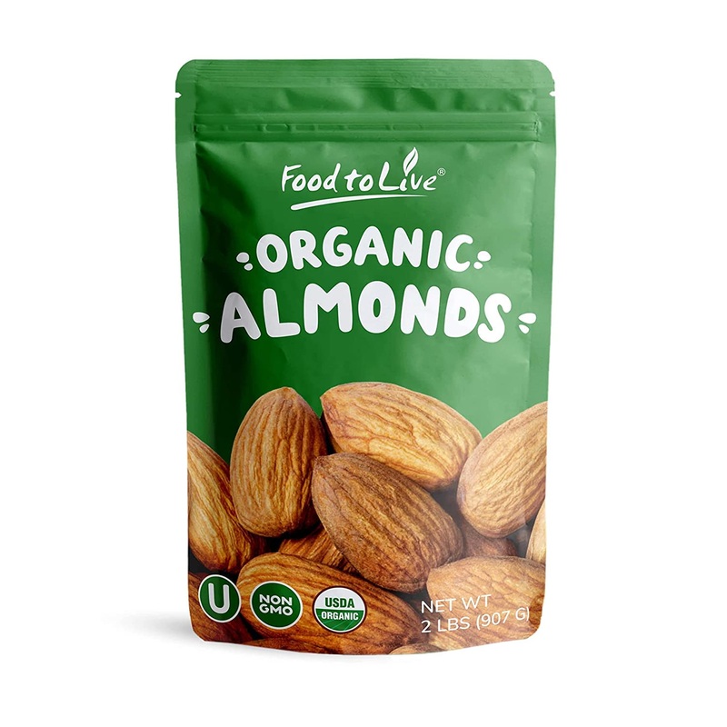 Food To Live Organic California Almonds, 2 Pounds – Non-Gmo, Whole, Unsalted, Unroasted, Keto, Vegan Nuts In Bulk. Rich In Vitam