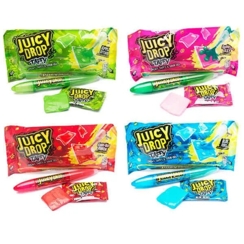 Juicy Drop Taffy Candy Packs: 16-Piece Box