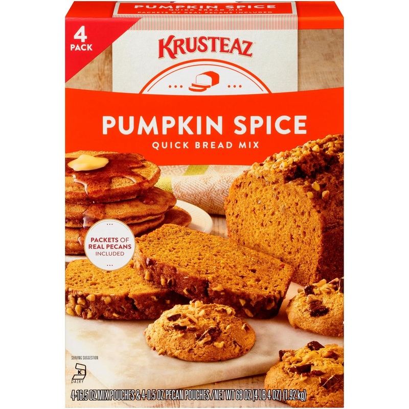 Krusteaz Pumpkin Spice Quick Bread Mix – 4 Pouches (68 Oz Total)