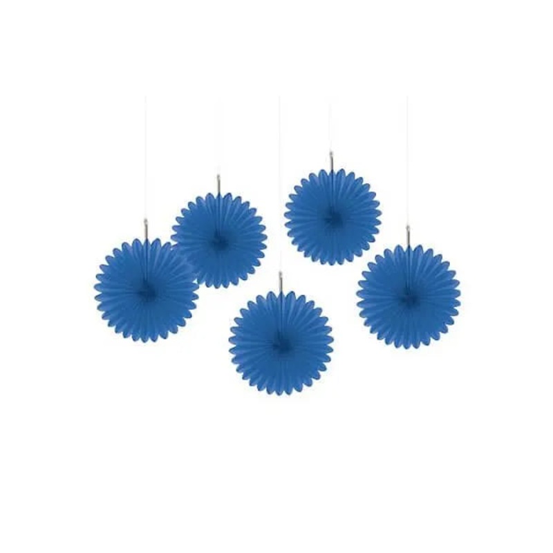 Mini Hanging Fans – Royal Blue: 5-Piece Pack