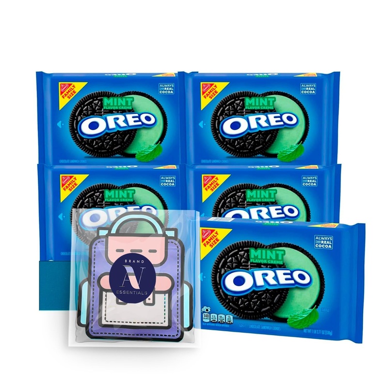 Oreo Flavored 4- Pack Of Mint Creme Sandwich Cookies, Family Size Pouch 18.12 Oz + 1 Freebie By Lavinia Essentials