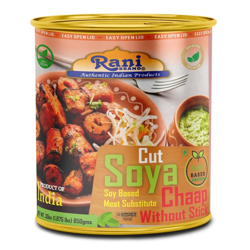 Rani Cut Soya Chaap Whitout Stick (Plant Based Protein) 30Oz (1.875Lbs) 850G ~ Easy Open Lid | All Natural | Vegan | No Colors |
