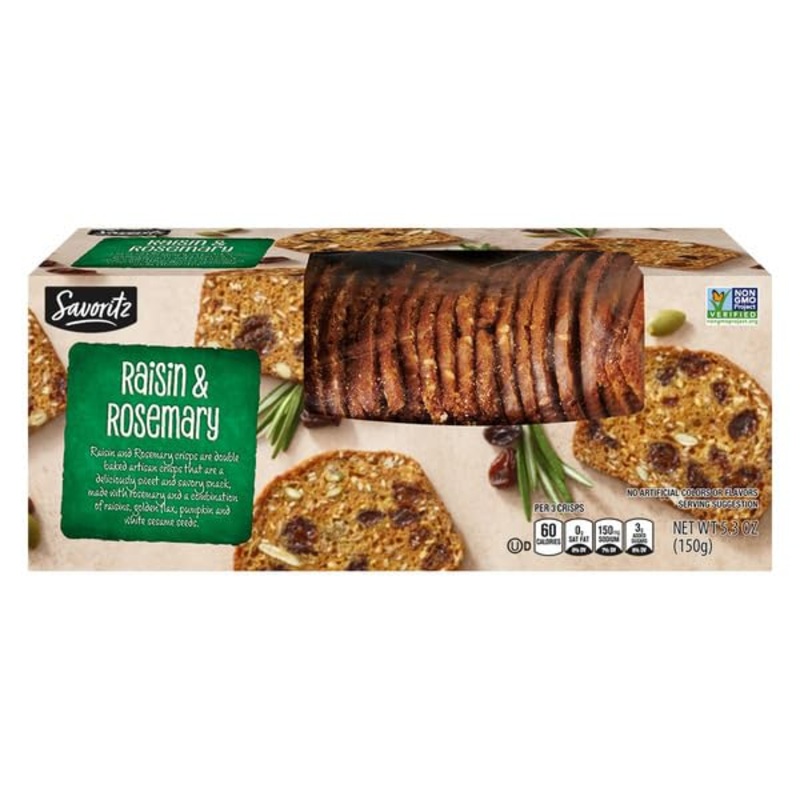 Savoritz Raisin Rosemary Artisan Crisp – 5.3 Oz (150G)