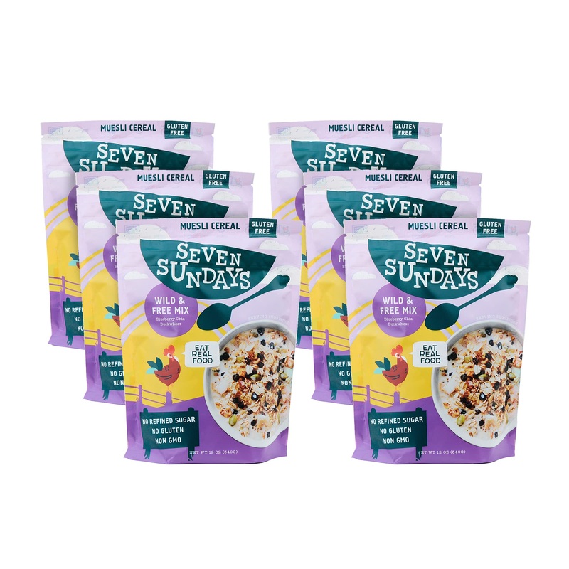 Seven Sundays Wild And Free Blueberry Chia Muesli Cereal – 6 Count, 12 Oz Pouch – Certified Gluten Free Muesli – Non Gmo, No Ref