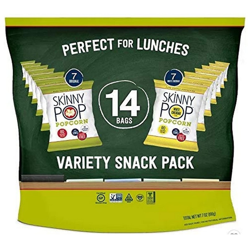 Skinnypop Cheddar & Original Popcorn Variety Snack Pack, 0.5 Ounce (Pack Of 14), Individual Snack Sized Bags, Skinny Pop, Health