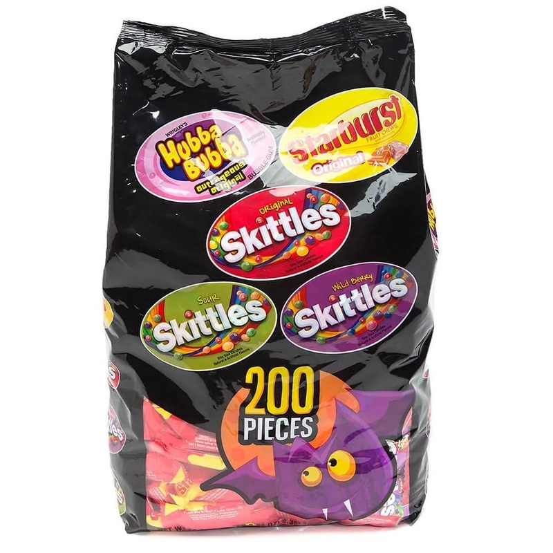Skittles – Starburst – Hubba Bubba Snack Size Packs Assortment: 200-Piece Bag