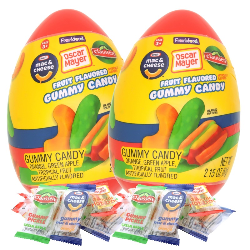 Sweetzo Jumbo Prefilled Easter Eggs, Pickle, Macaroni And Cheese, And Hot Dog Individually Wrapped Gummies, Basket Stuffer Candi