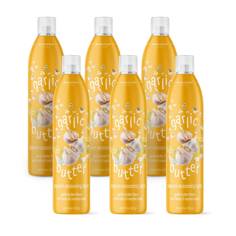 Winona Pure Garlic Butter Seasoning Spray – For Popcorn, Chicken, Baked Potatoes, Vegetables & More – 5 Oz Bottle – 6 Pack