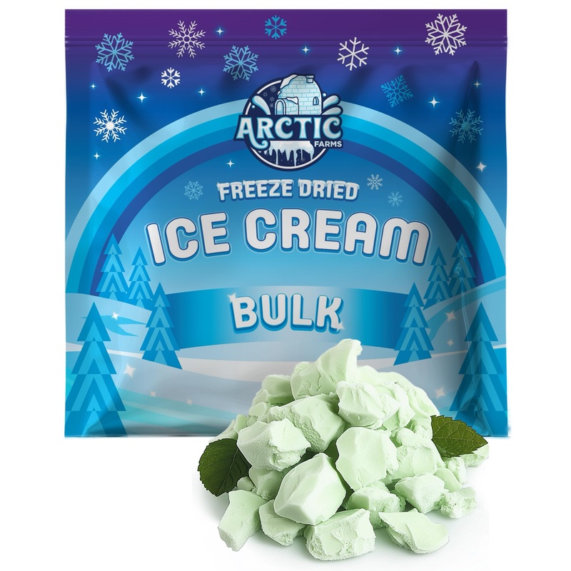 Arctic Farms Freeze Dried Ice Cream Bits Bagged And Boxed – Does Not Melt (Mint, 1Lb)