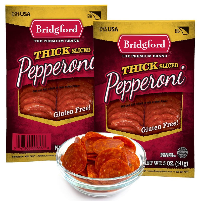Bridgford Thick Sliced Pepperoni 5 Oz Pack Of 2 – Thick Pepperoni Slices For Pizza And Sandwiches With Zero Carb Ideal For Your