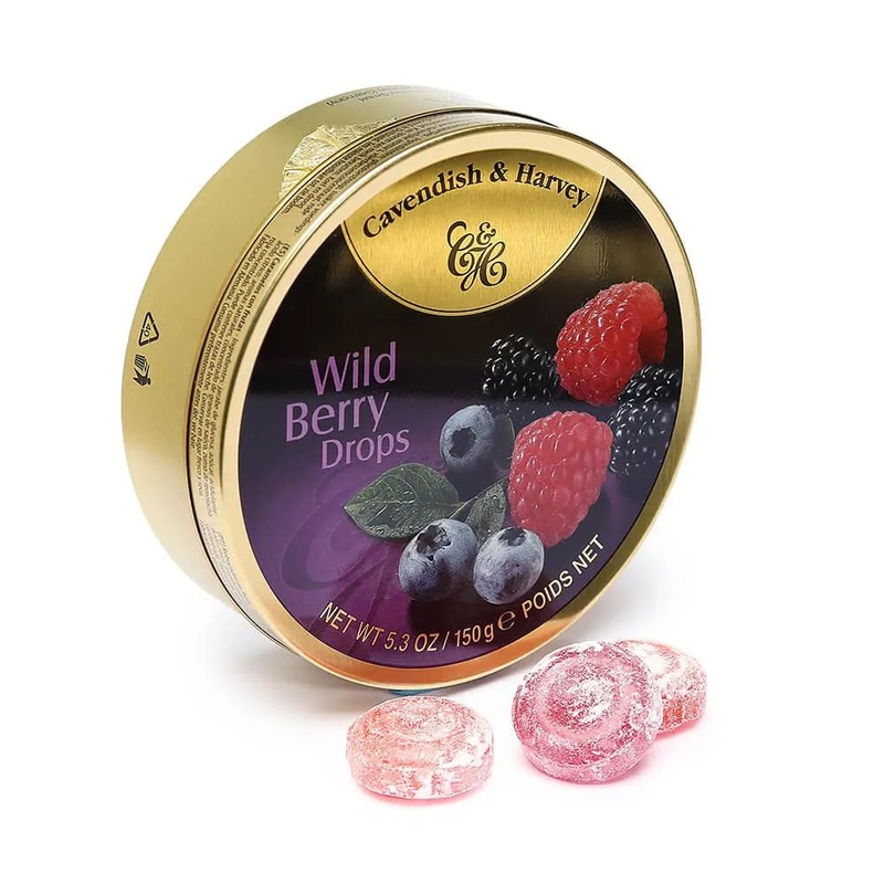 Cavendish & Harvey Hard Candy Drops Tins – Wild Berry: 12-Piece Box