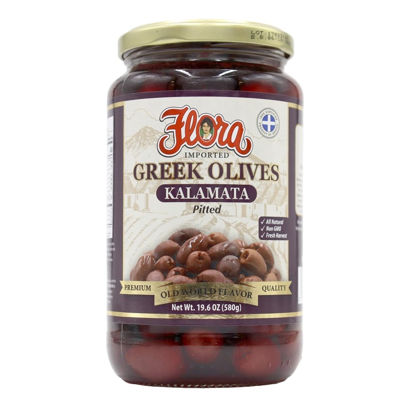 Flora Foods Kalamata Olives Pitted | 19.6 Oz (580Ml) | Imported | All Natural | Non Gmo | Fresh Harvest