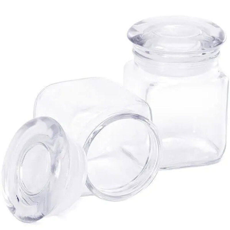 Glass Mini Square 4-Ounce Candy Jar with Lid