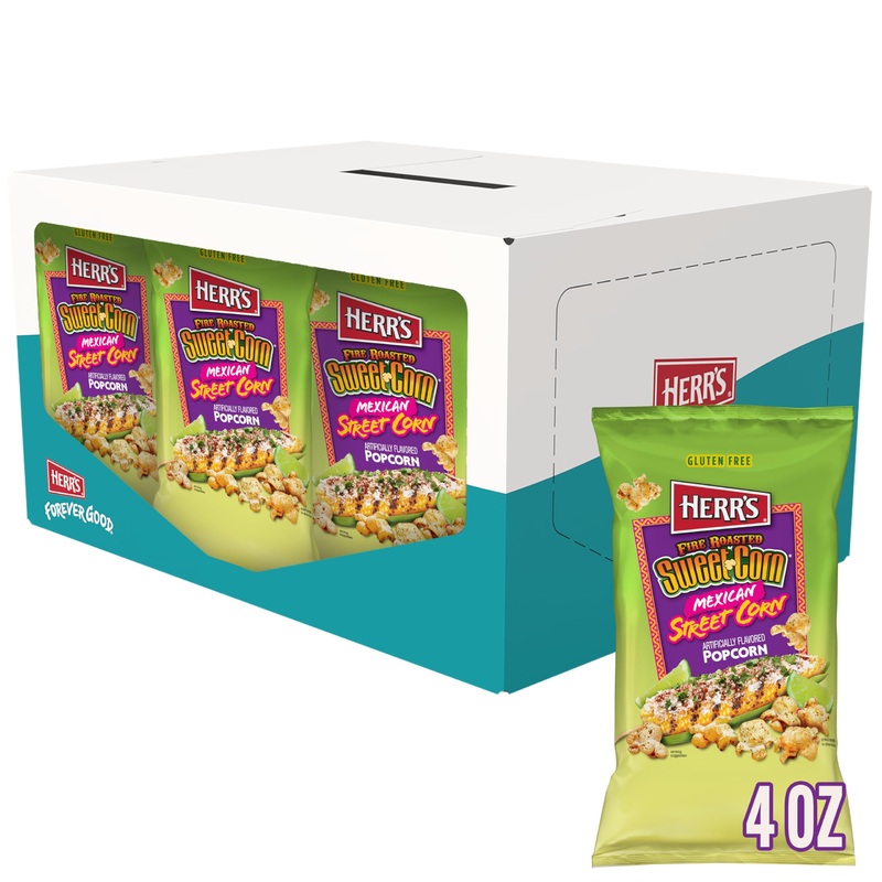 Herr’S Fire Roasted Sweet Corn Mexican Street Corn Popcorn 4 Ounce (Pack Of 12 Bags) – Flavorful Popcorn With Sweet And Smoky El