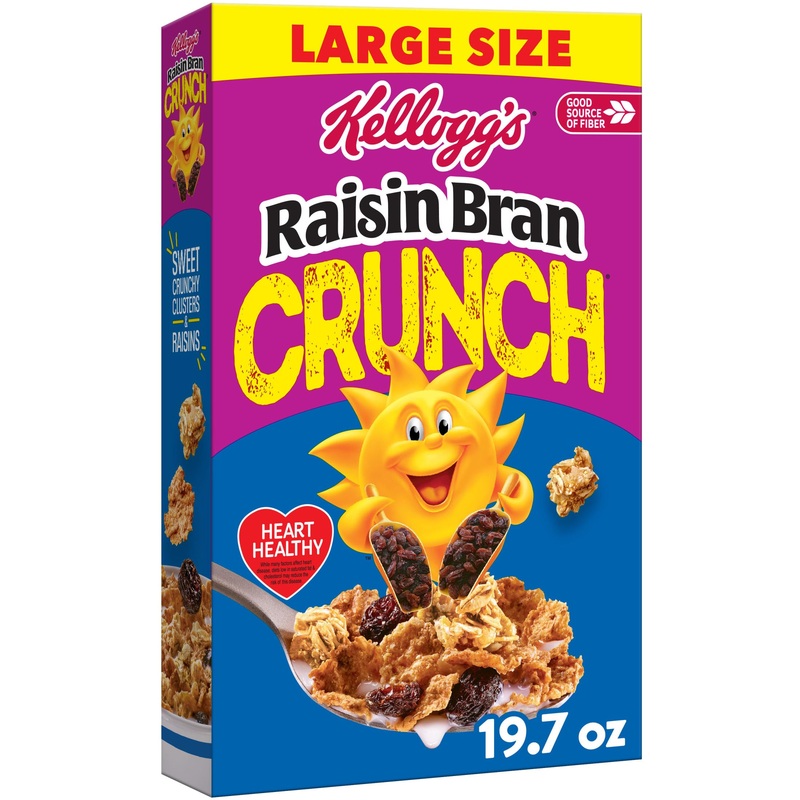 Kellogg’S Raisin Bran Crunch Breakfast Cereal, Fiber Cereal, Family Breakfast, Large Size, 19.7Oz Box (1 Box)