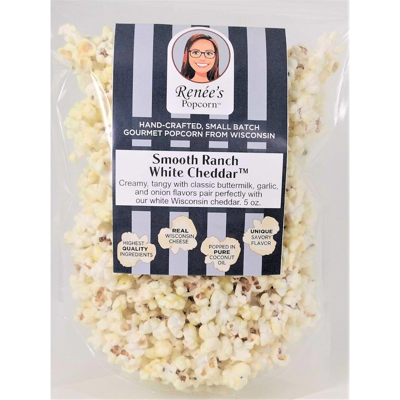 Ren  Es Smooth Ranch White Cheddar  Gourmet Popcorn – Wisconsin White Cheddar Cheese, Rich Creamy Classic Buttermilk Recipe, Per