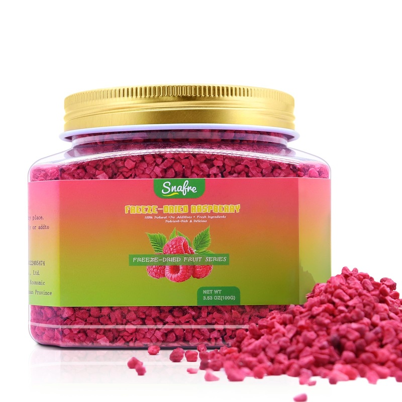 Snafre Freeze Dried Raspberry Pieces, 3.53OZ – No Sugar Added Fruit Snacks for Baking, Garnishing, Yogurt, Cereal, Beverages