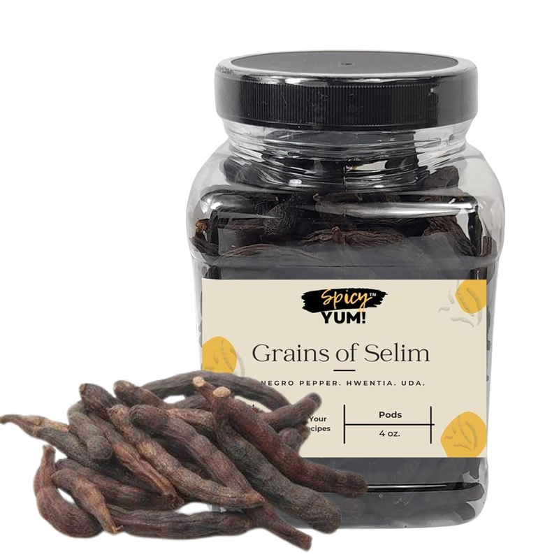 Spicy Yum! Grains Of Selim – Hwentia, Uda, Kimba, Kani, Kili Pepper (Xylopia Aethiopica) (Whole Pods – 4 Oz.)