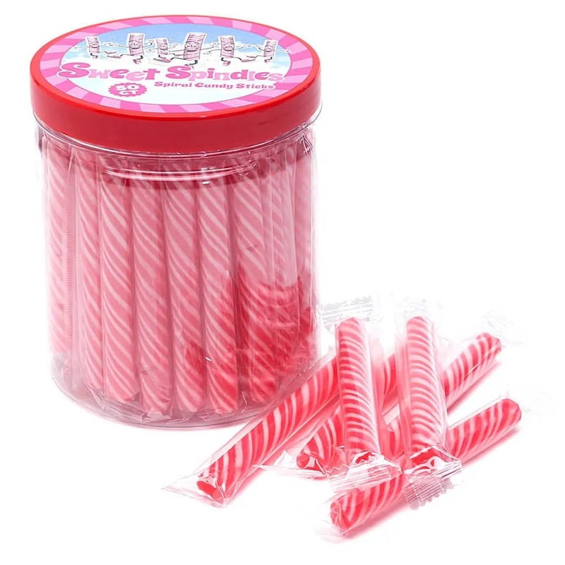 Sweet Spindles Mini Hard Candy Sticks – Cherry: 50-Piece Jar