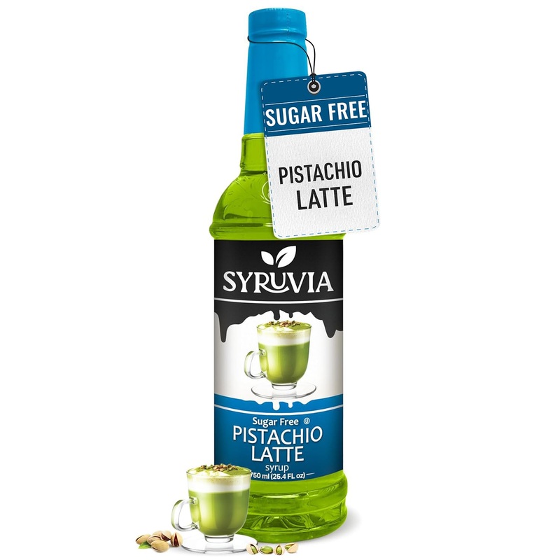 Syruvia Sugar-Free Pistachio Latte Syrup – 25.4 Fl Oz. Premium Coffee Flavoring Syrup. 0 Calories, Kosher, And Gluten-Free. Perf