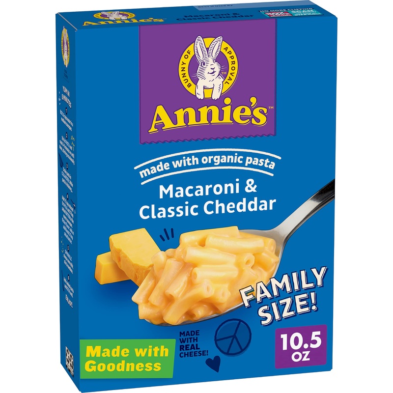 Annie’S Macaroni And Cheese, Classic Cheddar, Made With Organic Pasta, Family Size, 10.5 Oz