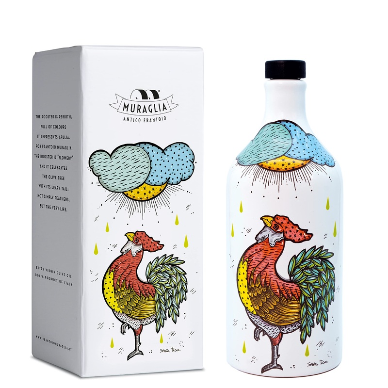 Antico Frantoio Muraglia | Premium Italian Extra Virgin Olive Oil | First Cold Pressed | Gourmet Evoo | Rooster Collectible Hand