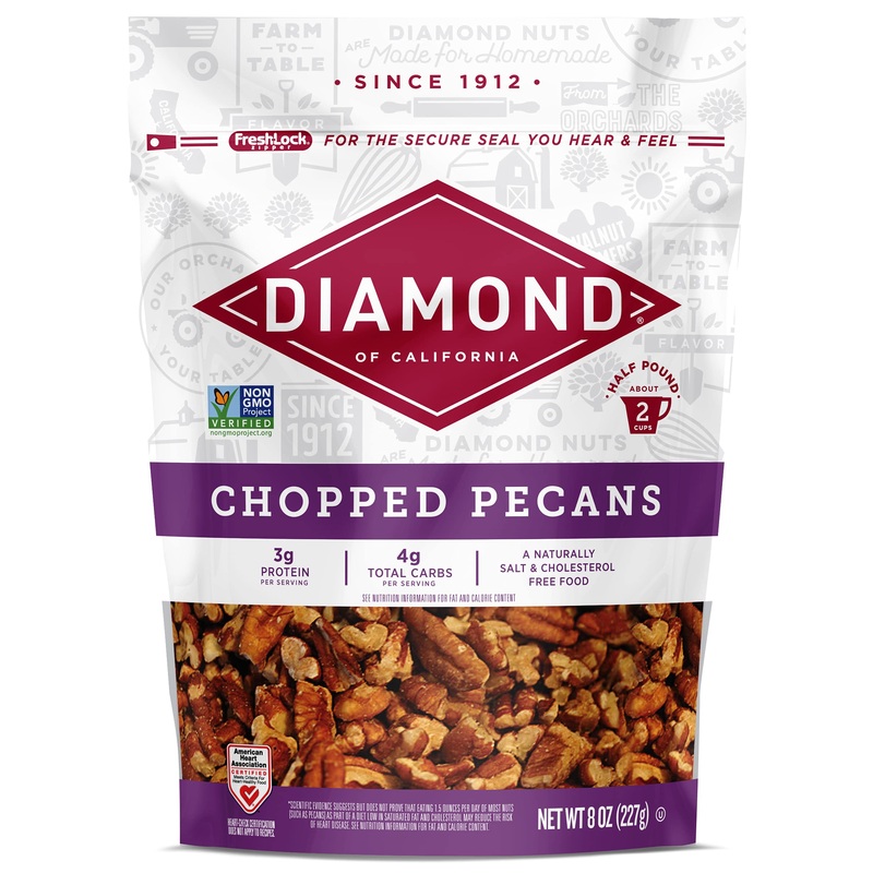 Diamond Of California Chopped Pecans For Baking, Snacking And Salads, 24 Oz. Total / 8 Oz. Each (3 Pack)