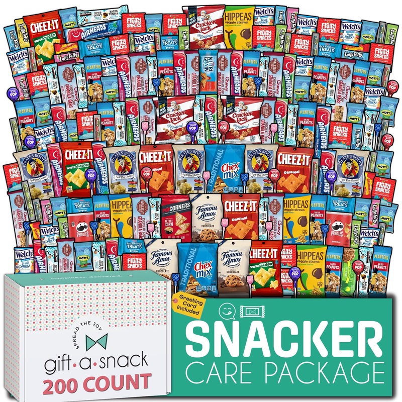 Gift A Snack – Fathers Day, Snack Box Care Package Variety Pack + Greeting Card (200 Count) Birthday Sweet Treats Gift Basket, C