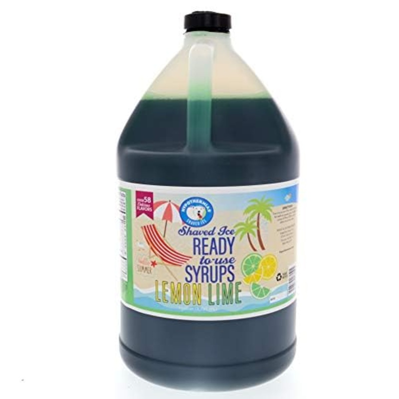 Hypothermias Lemon Lime Ready To Use Gallon (128 Fl. Oz) Hawaiian Snow Cone Flavors Syrup – Shaved Ice, 100% Pure Cane Sugar