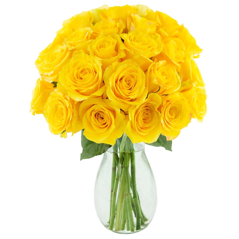 Kabloom Toast Of The Town Yellow Roses (Two Dozen) -The Kabloom Collection Flowers With Vase