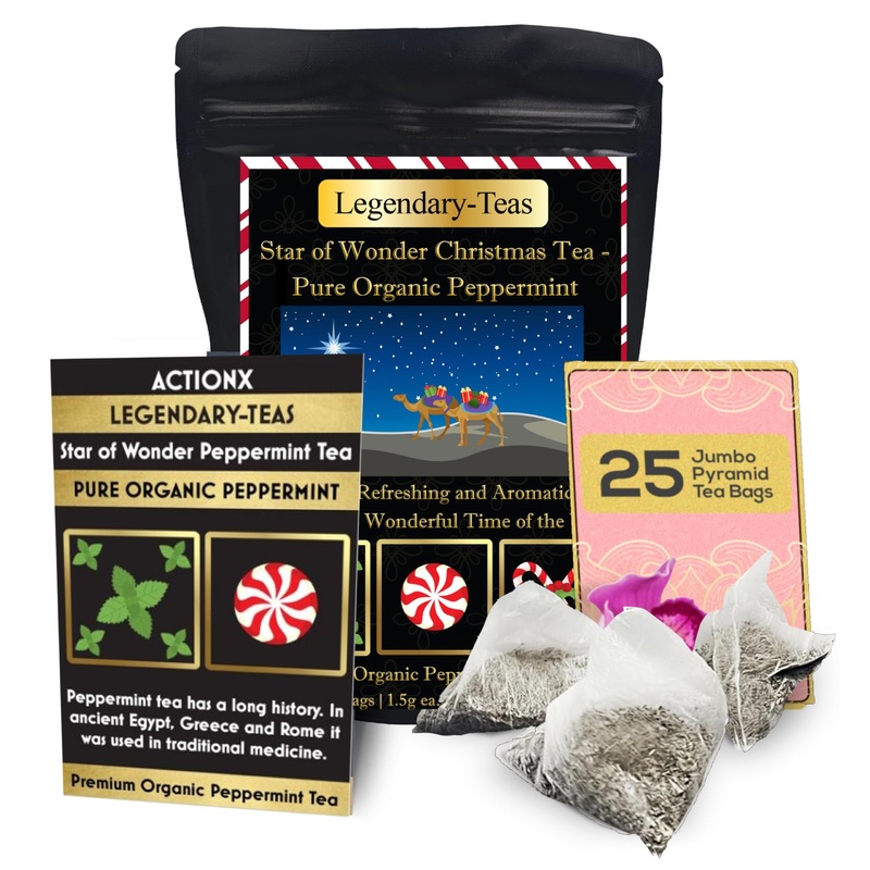 Legendary-Teas Star Of Wonder Peppermint Tea – 25 Pack – Pyramid Tea Bags Sealed In Foil Pouches (Pure Peppermint Tea, 25 Pack P