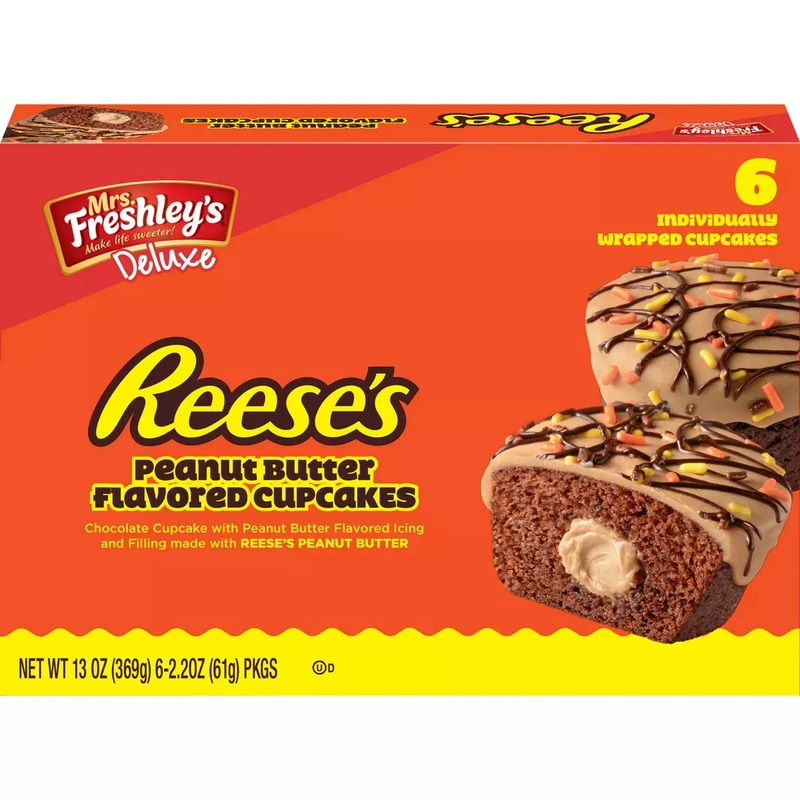 Mrs. Freshley’s Deluxe Reese’s Peanut Butter Flavored Cupcakes: 6-Piece Box