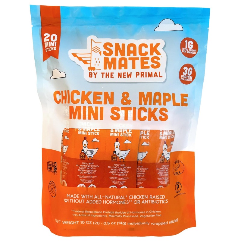 (Pack Of 1) Chicken & Maple Mini Sticks By The New Primal, Gluten Free Healthy Snacks For Kids, Low Sugar High Protein Back To S