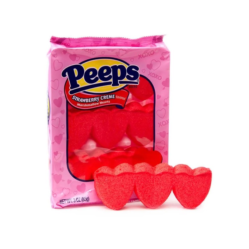Peeps Marshmallow Hearts Candy 9-Packs – Strawberry Creme: 24-Piece Case