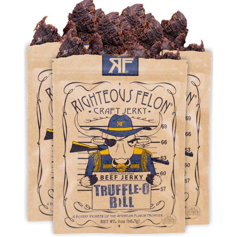 Righteous Felon Beef Jerky – Truffle-O-Soldier Flavor – All-Natural Jerky – Locally Sourced & Dried Beef Jerky – Low-Sugar, High