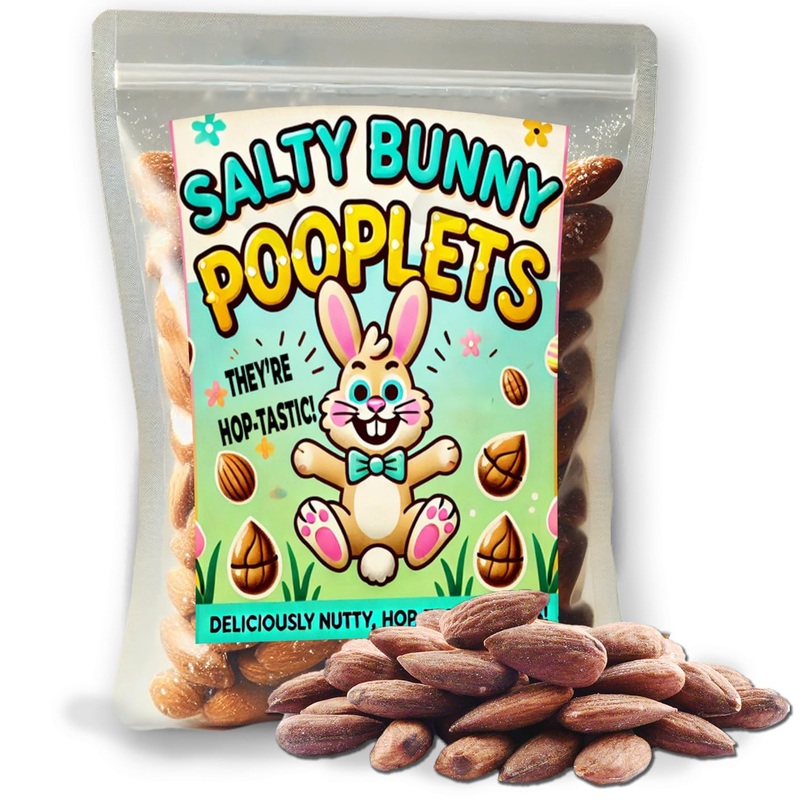 Salty Bunny Pooplets – Premium Roasted Salty Almonds – Easter Basket Stuffers – Cute Healthy Fillers And Tasty Treats