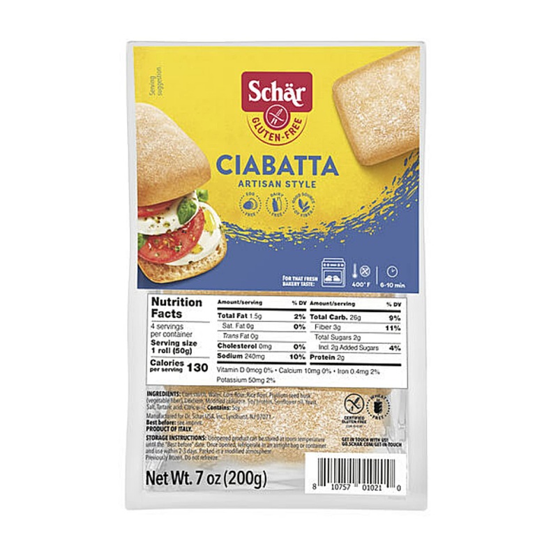 Schar – Ciabatta Rolls – Certified Gluten Free – No Gmo’S, Or Wheat – Dairy Free – (7.0 Oz) 6 Pack