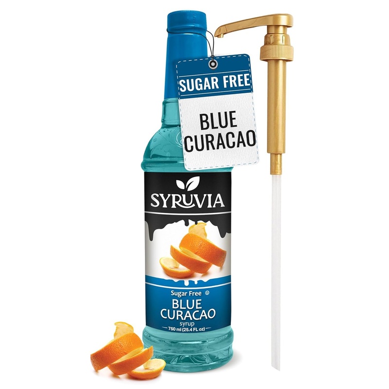 Syruvia Sugar Free Blue Curacao Syrup With Syrup Pump Dispenser – Blue Curacao Syrup Flavor, 25.4 Fl Oz – Perfect For Cocktails,