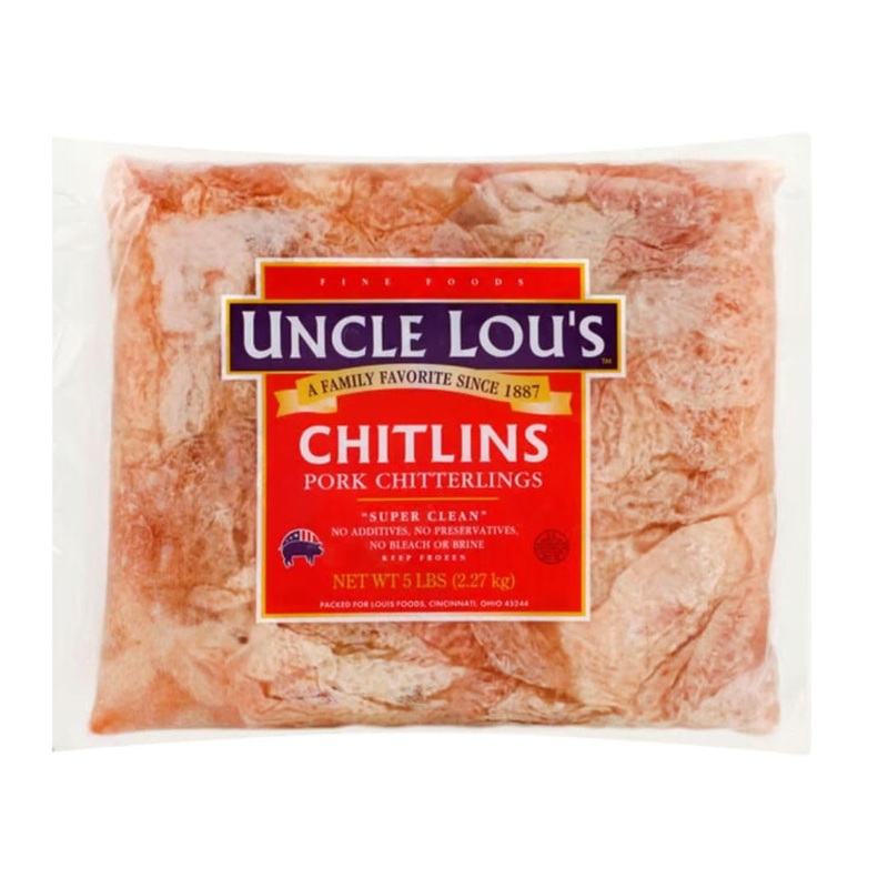 Uncle Lou’s Super Clean Pork Chitlins, 5lb – Premium Quality Pork, Perfect for Southern Dishes, BBQ, and Family Gatherings