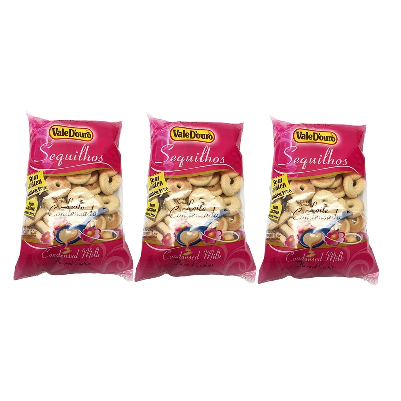 Vale D’Ouro – Condensed Milk Flavored Cassava Cookies – 12.35 Oz (Pack Of 03) | Biscoitos De Sequilhos De Sabor Leite Condensado