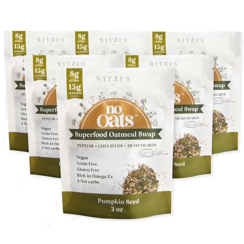 Witzi’S No Oats Oatmeal Alternative, Pumpkin Seed, 2Oz (Pack Of 6), Made With Chia Seeds, Cinnamon & Pumpkin Seeds, Grain Free,