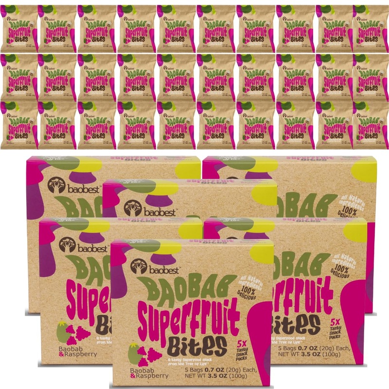 Baobest Superfruit Bites – Baobab Chews Raspberry Snack Pack – Vegan, Gluten Free, Preservative Free, Palm Oil Free, High Vitami