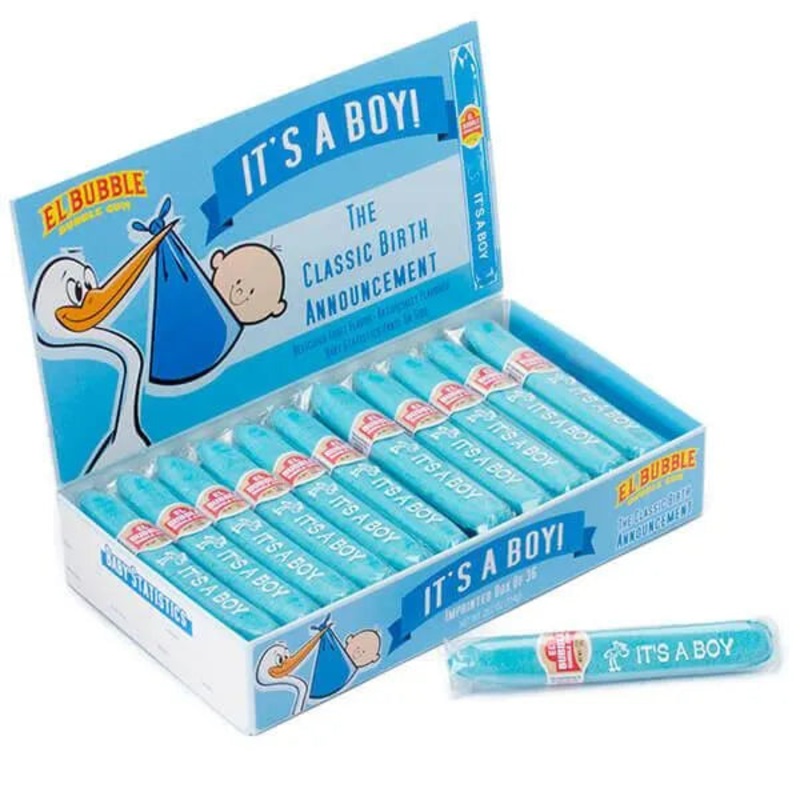 Birth Announcement Bubblegum Cigars – Boy Blue: 36-Piece Box