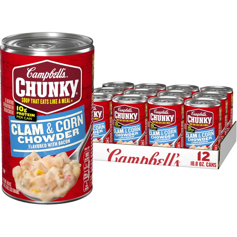 Campbell’S Chunky Soup, Clam And Corn Chowder, 18.8 Oz Can (Case Of 12)