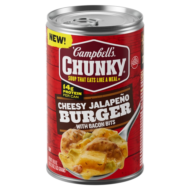 Campbells Chunky Soup, Cheesy Jalapeo Burger With Bacon Bits, 18.8 Oz Can