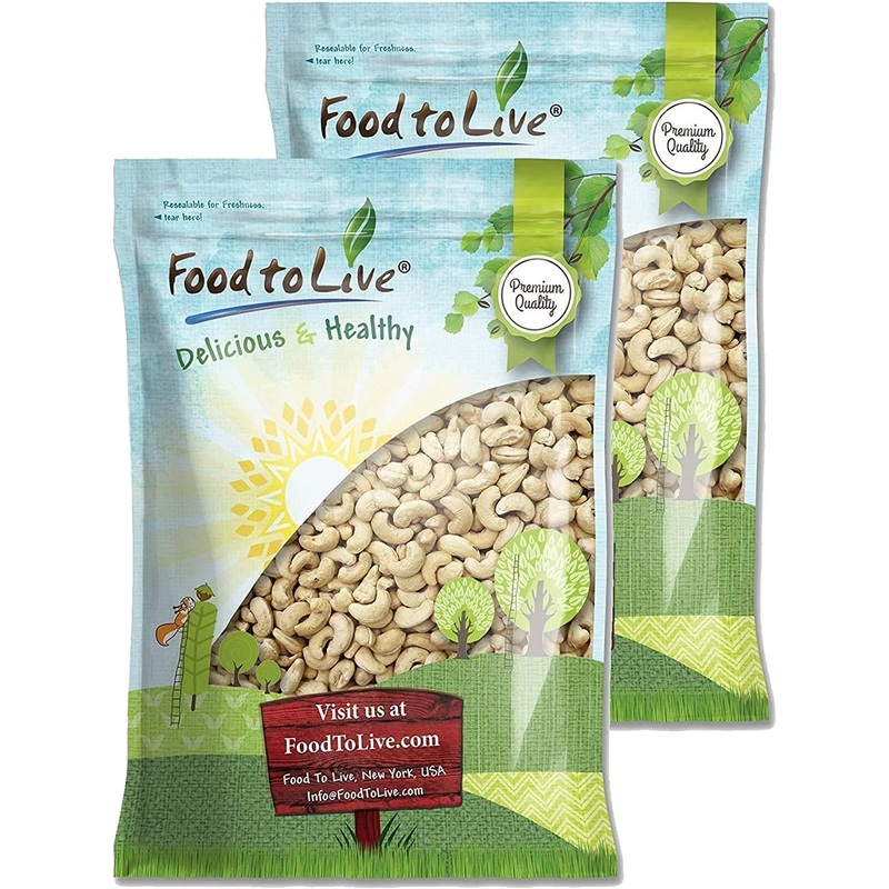 Food To Live – Cashew Nuts, 18 Pounds Non-Gmo Verified, Large Size W240, Whole Nuts, Unsalted, Kosher, Raw, Vegan, Bulk