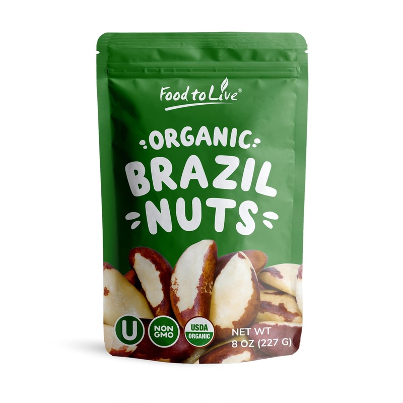 Food to Live Organic Brazil Nuts, 8 Ounces  Non-GMO, Raw, Unsalted, Kosher, Vegan, Keto, Paleo, Rich in Selenium