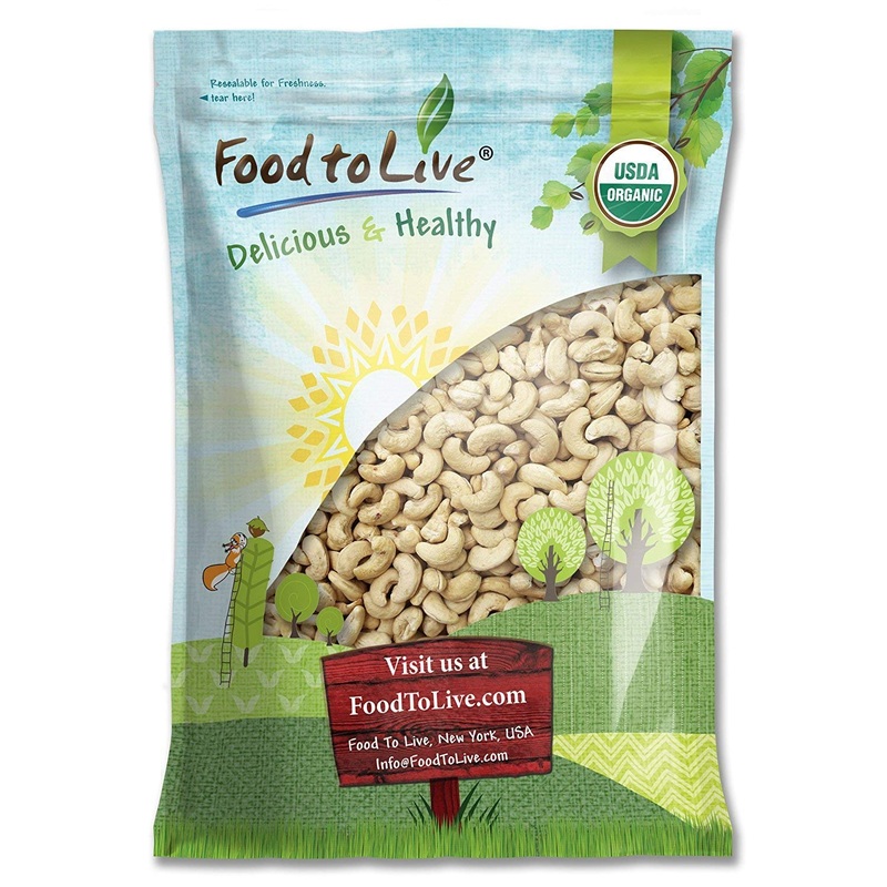 Food To Live – Organic Cashews, 12 Pounds Whole, Unsalted, Non-Gmo, Kosher, Raw, Vegan, Bulk